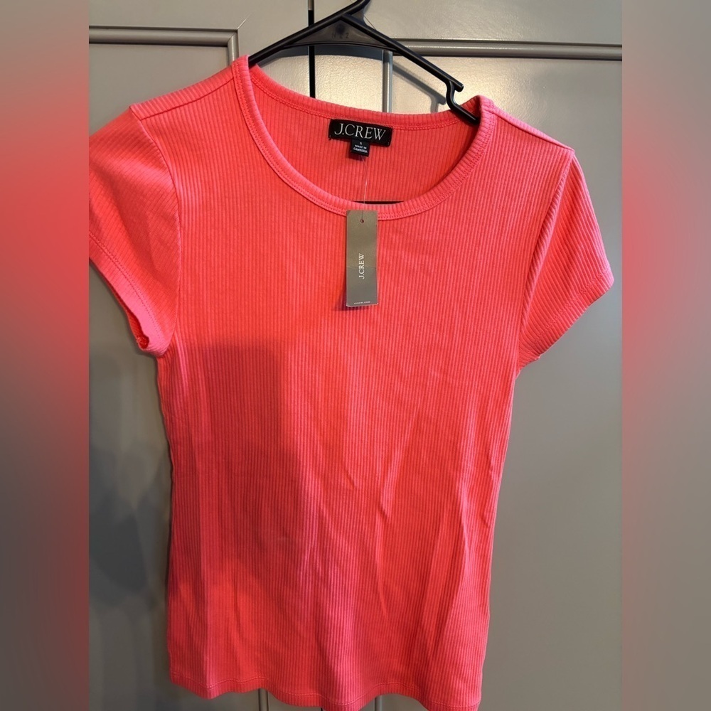 NWT J. Crew coral ribbed tee shirt S